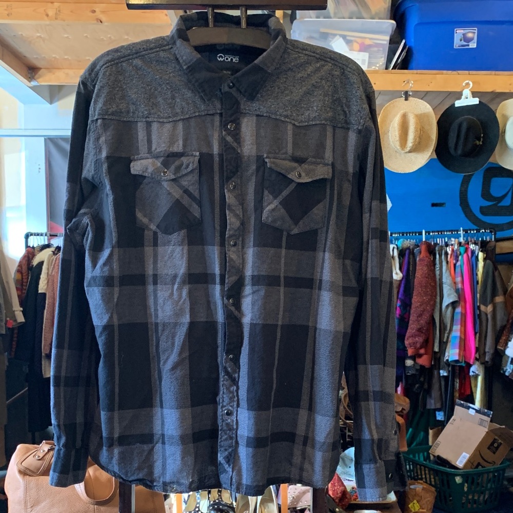 Warehouse One Men's Casual Button Down Shirt - Black